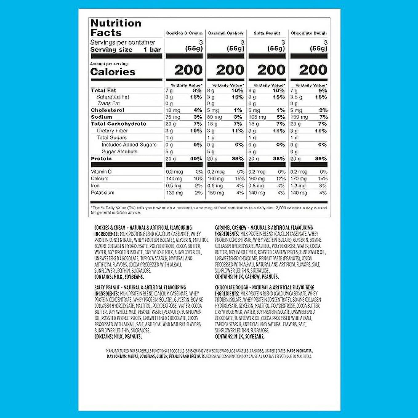 Protein Bars Variety Pack - High Protein Snacks with 20G of Protein and 1G of Total Sugars - Assorted Flavors - 10 Count