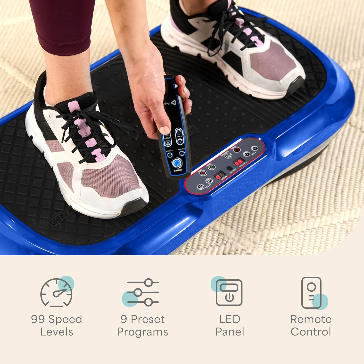 Waver Vibration Plate Exercise Machine for Lymphatic Drainage and Muscle Activation with Loop Bands - Full-Body Workout Vibrating Platform for Strength Toning and Fat Loss