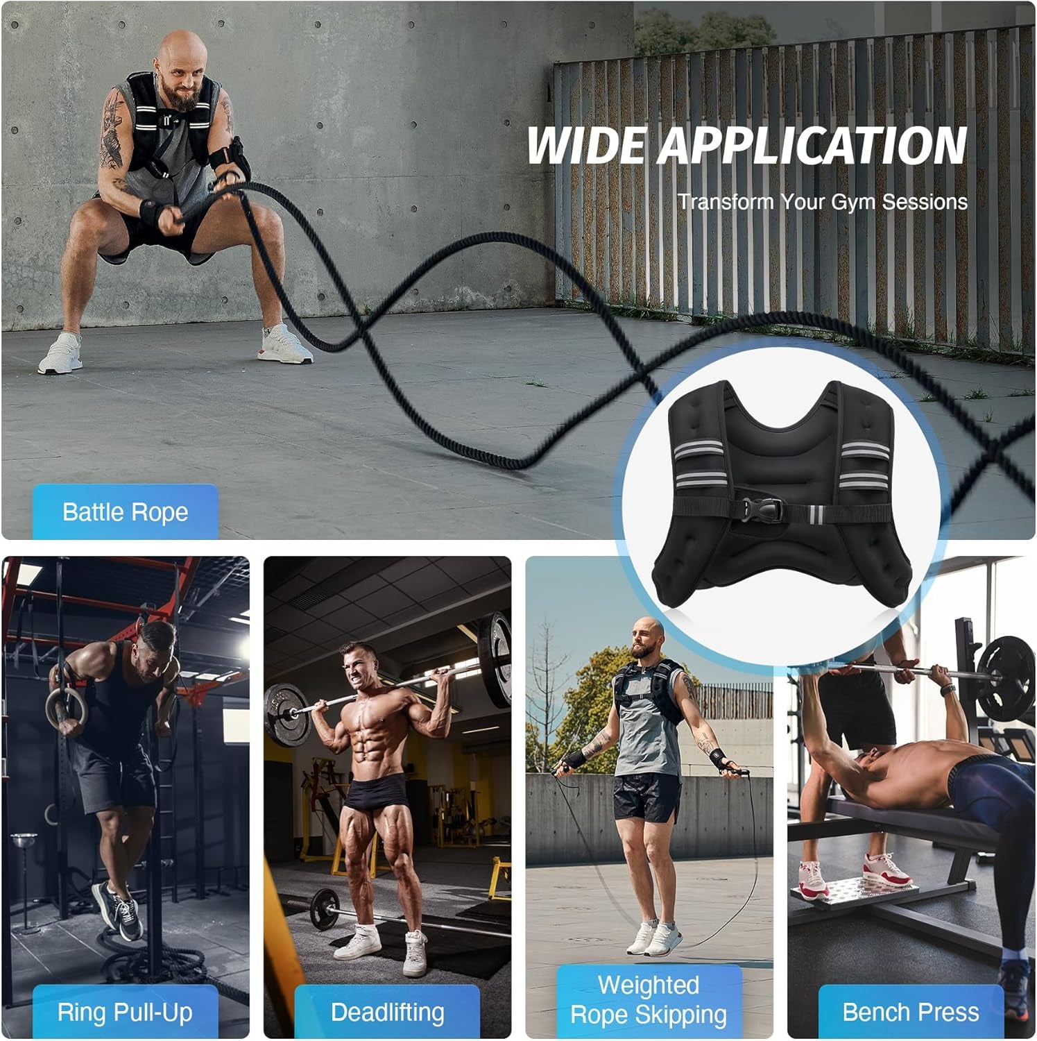 Weighted Vest with Reflective Stripe for Enhanced Workout Performance - Available in 6Lb to 30Lb Options for Strength Training, Running, Fitness, Muscle Building, and Weight Loss
