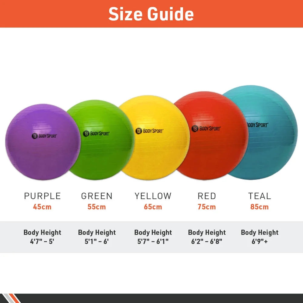 Professional Green Fitness Ball (55 cm) with Pump and Exercise Guide Included