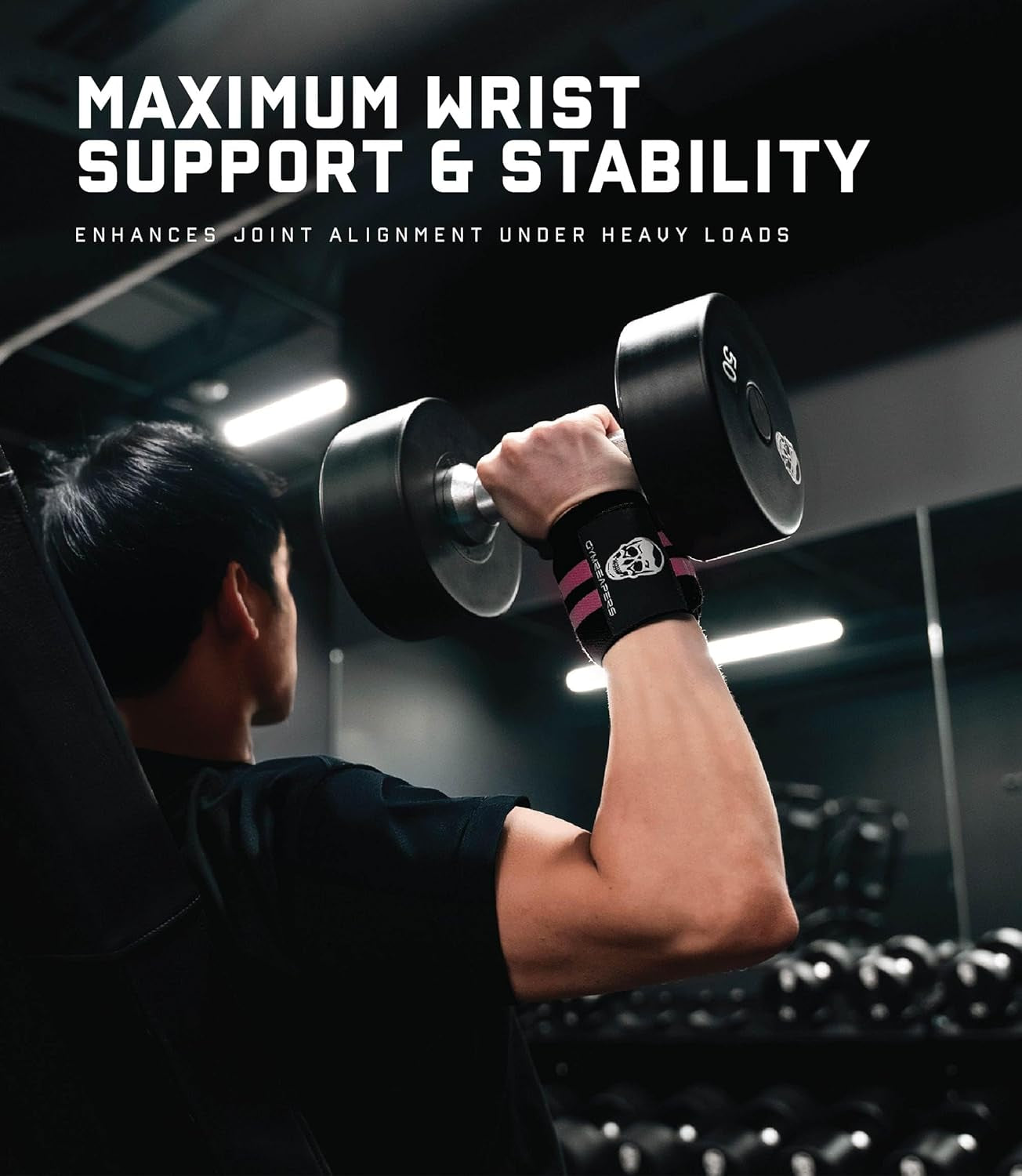 IPF Approved 18" Professional Weightlifting Wrist Wraps with Heavy-Duty Thumb Loop - Optimal Support for Powerlifting, Strength Training, and Bodybuilding