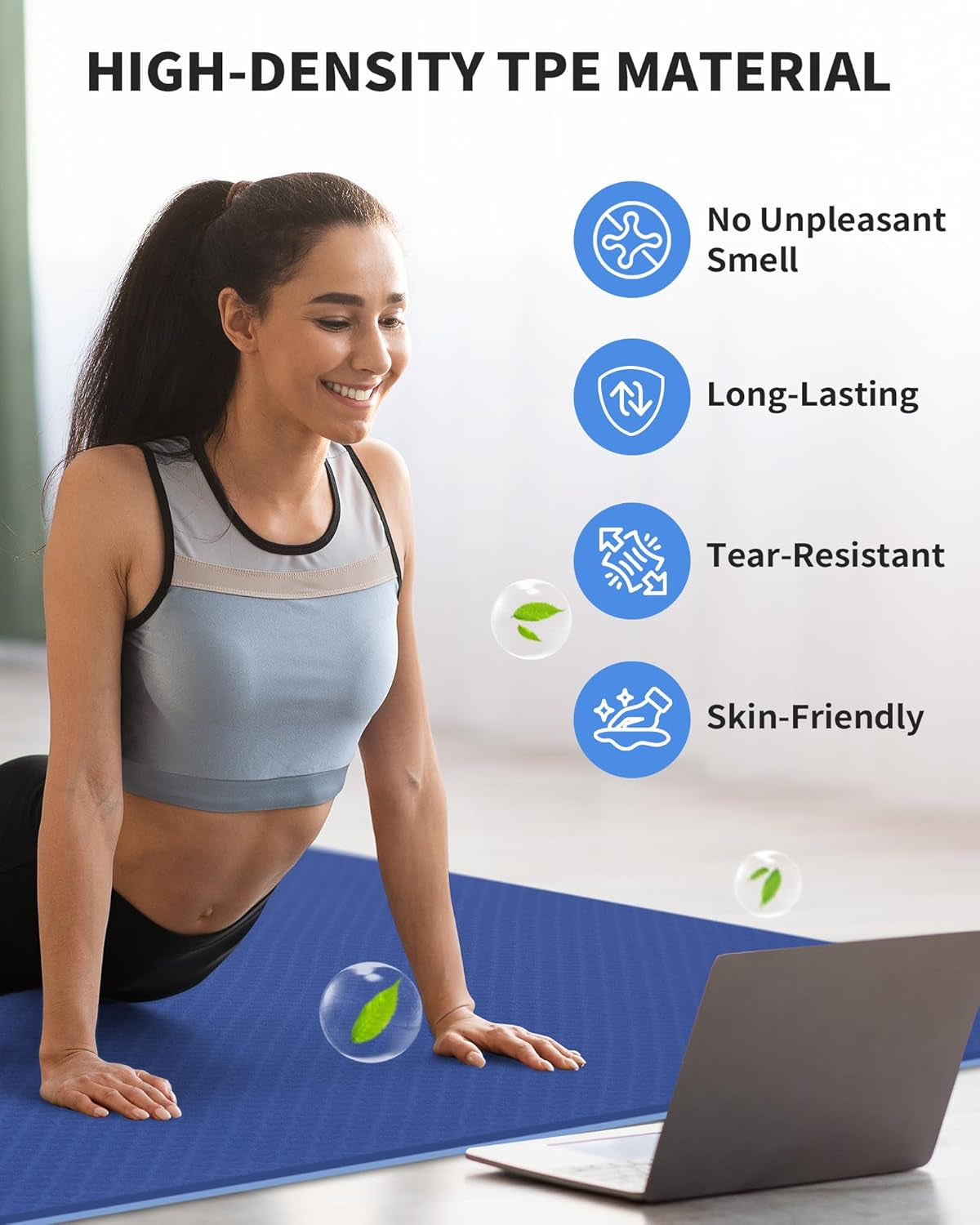 Extra Wide Large Yoga Mat (6' x 4') - Thick 1/4" Exercise Mat for Home Workouts, Yoga, and Pilates (Black)