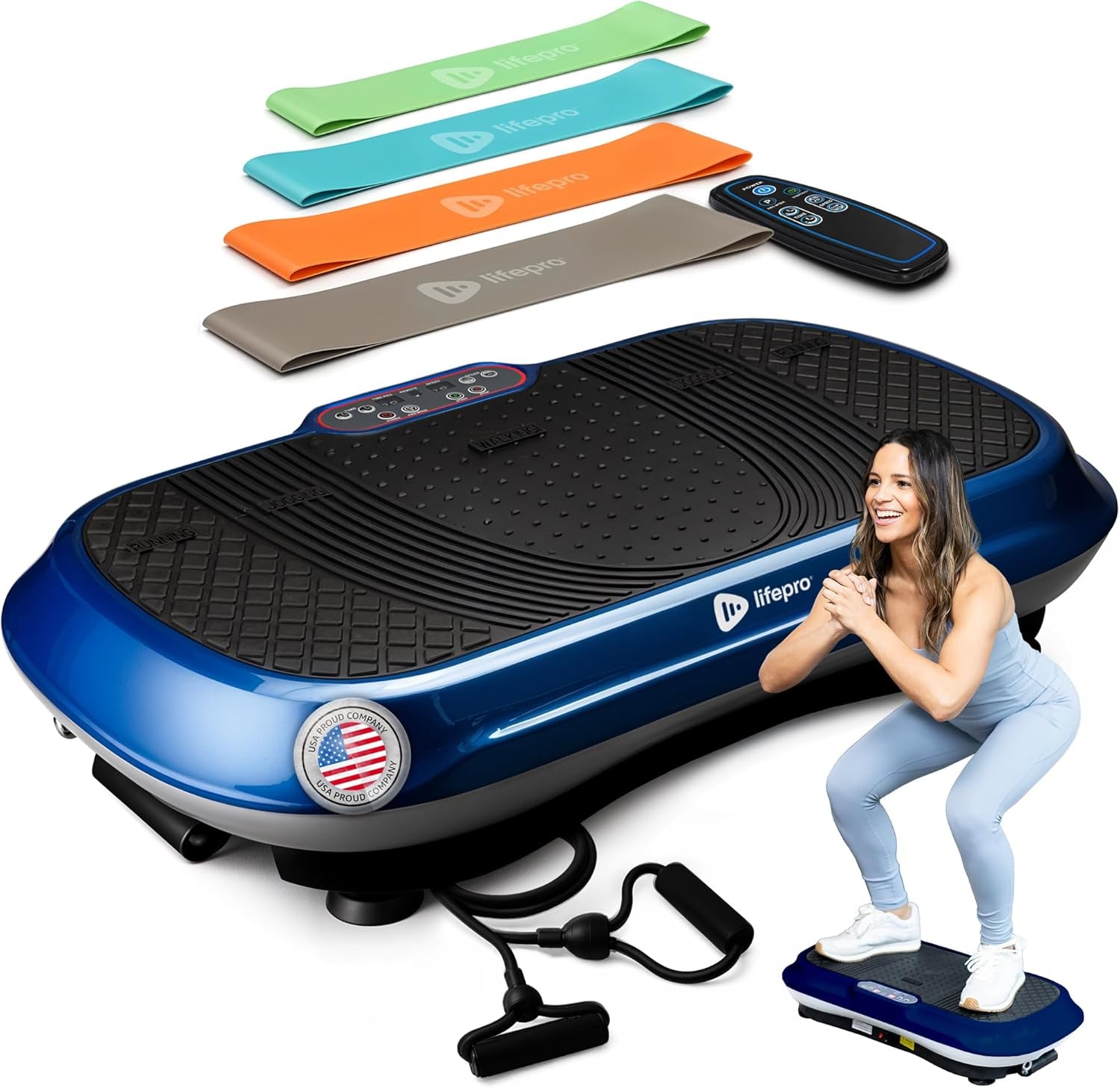 Waver Vibration Plate Exercise Machine for Lymphatic Drainage and Muscle Activation with Loop Bands - Full-Body Workout Vibrating Platform for Strength Toning and Fat Loss