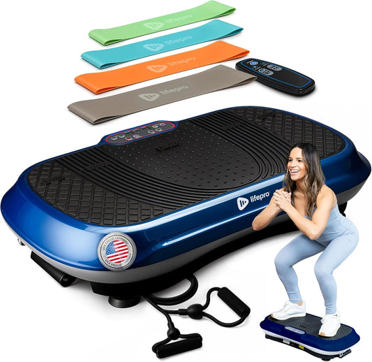 Waver Vibration Plate Exercise Machine for Lymphatic Drainage and Muscle Activation with Loop Bands - Full-Body Workout Vibrating Platform for Strength Toning and Fat Loss