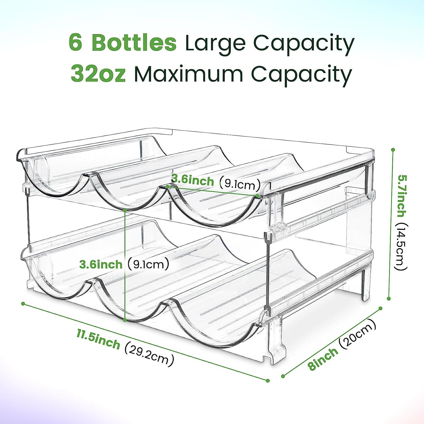 Water Bottle Storage Organizer Set - Stackable Cabinet Racks for Efficient Water Bottle Organization (2 Packs)