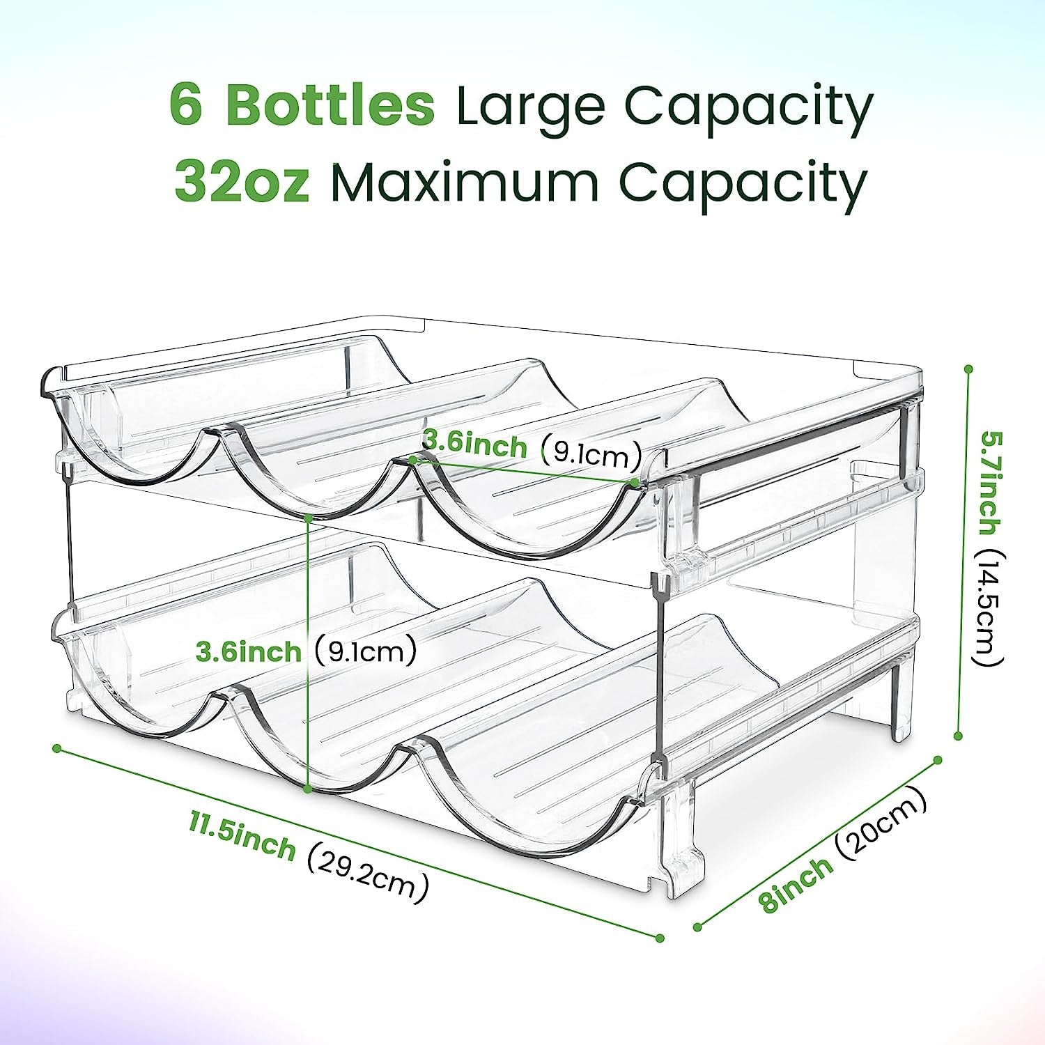 Water Bottle Storage Organizer Set - Stackable Cabinet Racks for Efficient Water Bottle Organization (2 Packs)