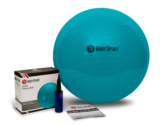 Teal Fitness Ball (85 Cm), Pump & Exercise Guide Included