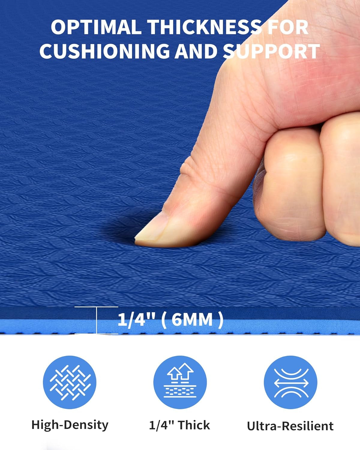 Extra Wide Large Yoga Mat (6' x 4') - Thick 1/4" Exercise Mat for Home Workouts, Yoga, and Pilates (Black)