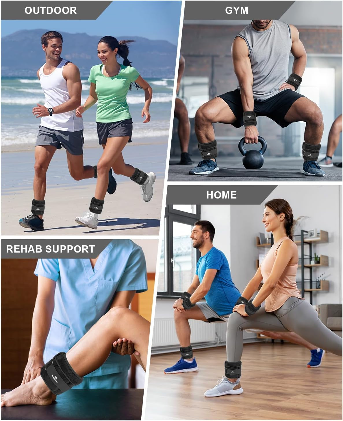 Adjustable Ankle Weights with Removable Weights (1-20 lbs) for Jogging, Gymnastics, Aerobics, and Physical Therapy